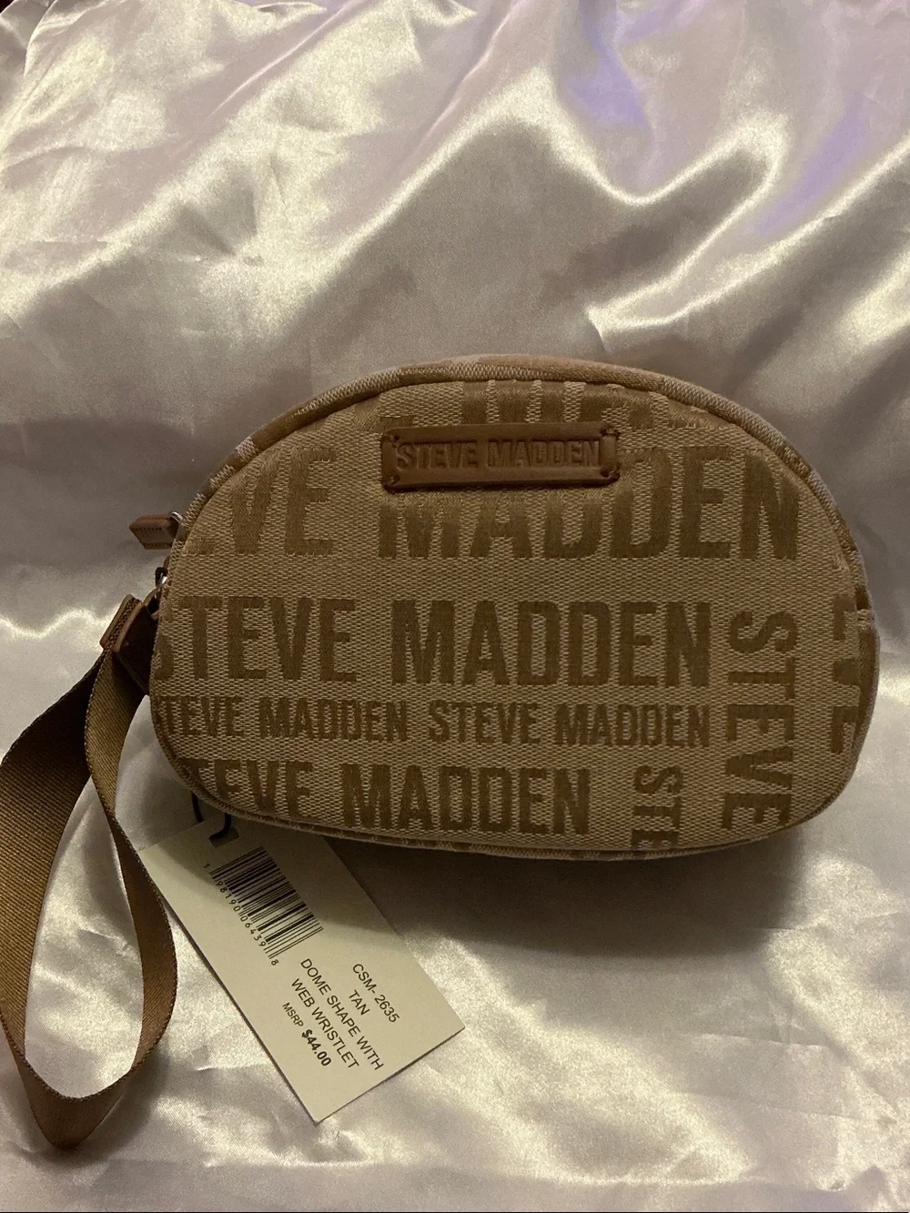 Steve Madden Tan Logo Wristlet/Toiletry Bag
